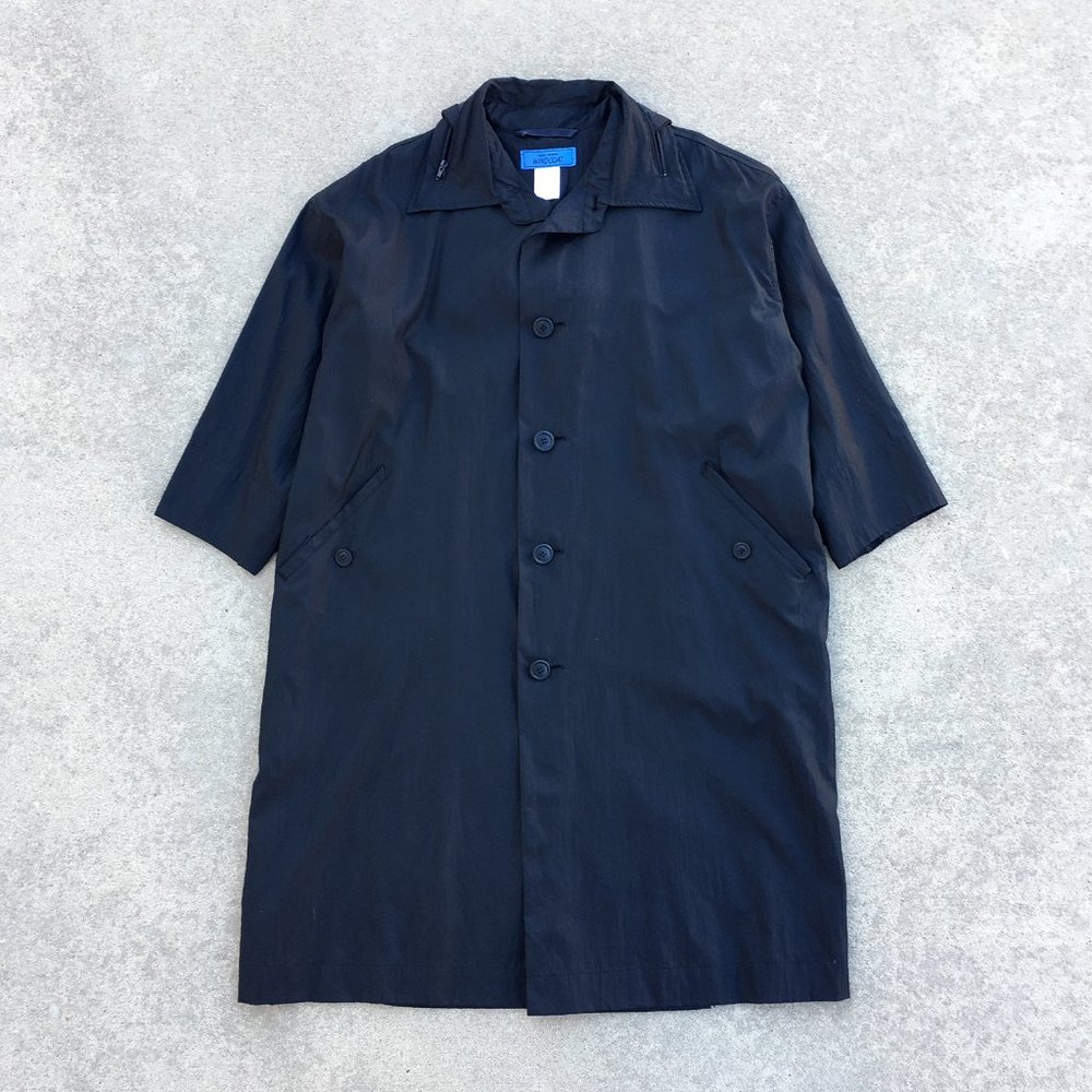 Issey Miyake navy blue windbreaker trench jacket